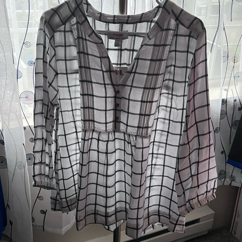 Wrangler Black and White Grid Blouse
